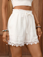 Load image into Gallery viewer, Vacation Drawstring Waist Ruffle Trim Shorts Women N6C258