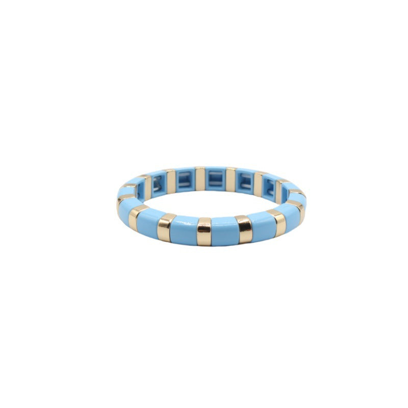Semi Circle Bead Bangle Alloy Vitreous Enamel S5P266