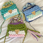 Load image into Gallery viewer, Handwoven Crochet Colorblock Shoulder Bag Tassel N6F094