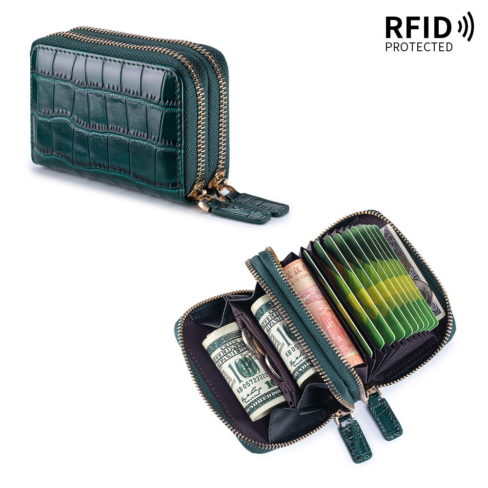 Crocodile Texture RFID Card Holder Zip Around Wallet N6G094