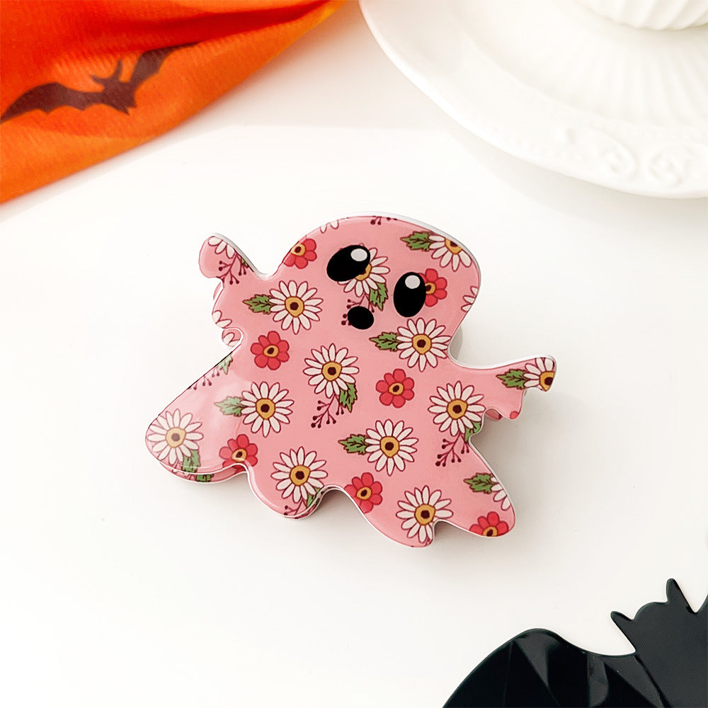 Halloween Ghost Pumpkin Acrylic Claw Clip S5P539