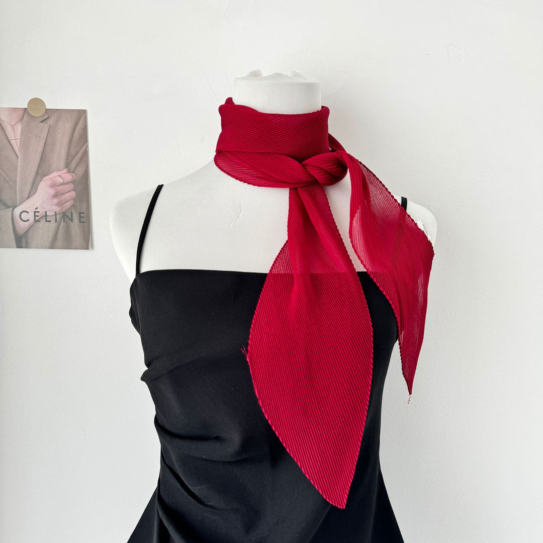Crinkle Scarf Multi Way Hair Neck Bag Tie Solid Color M5A323