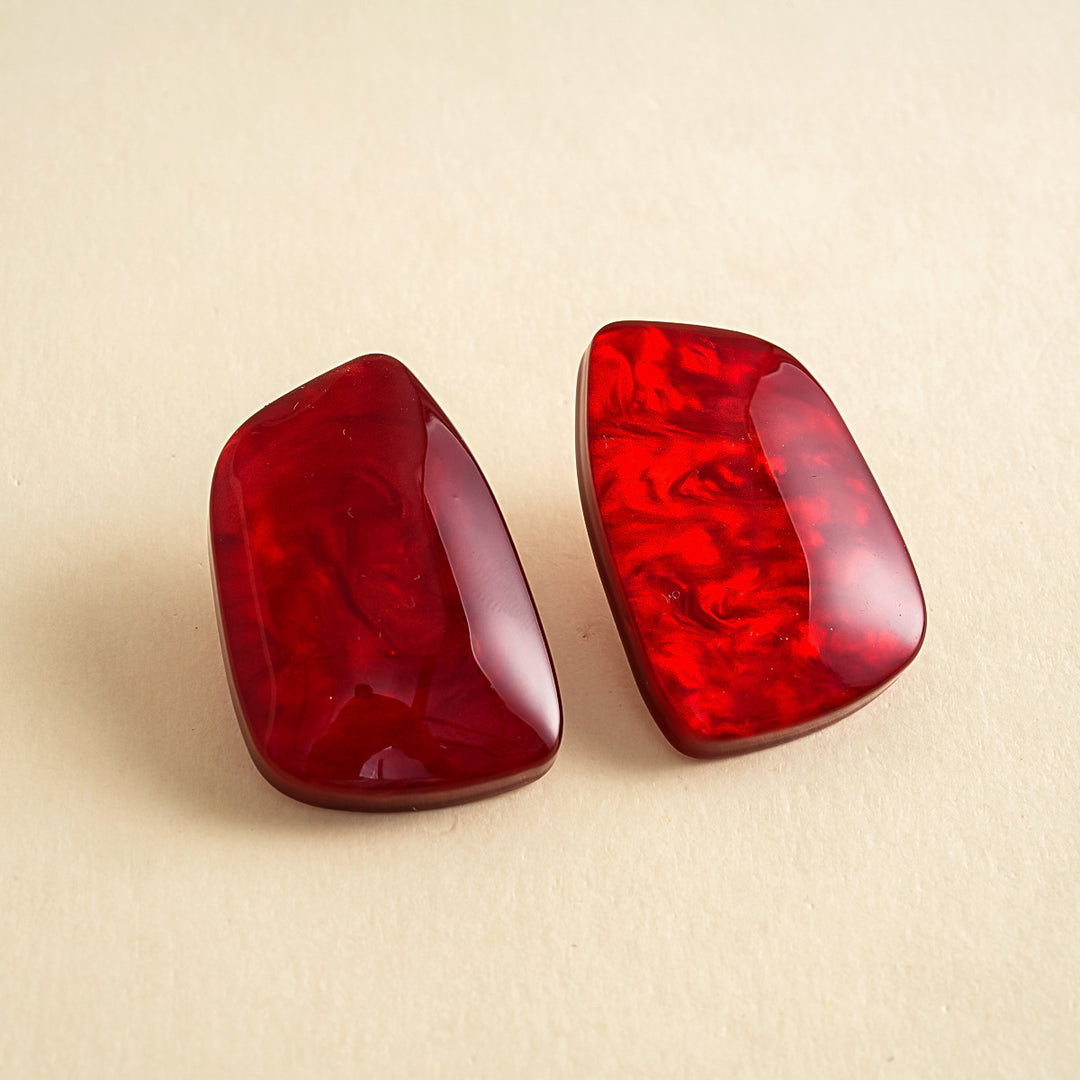 Womens Vintage Marbled Square Resin Stud Earrings N6K153