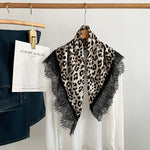 Load image into Gallery viewer, Vintage Lace Trim Satin Square Scarf 70cm Women N6H121