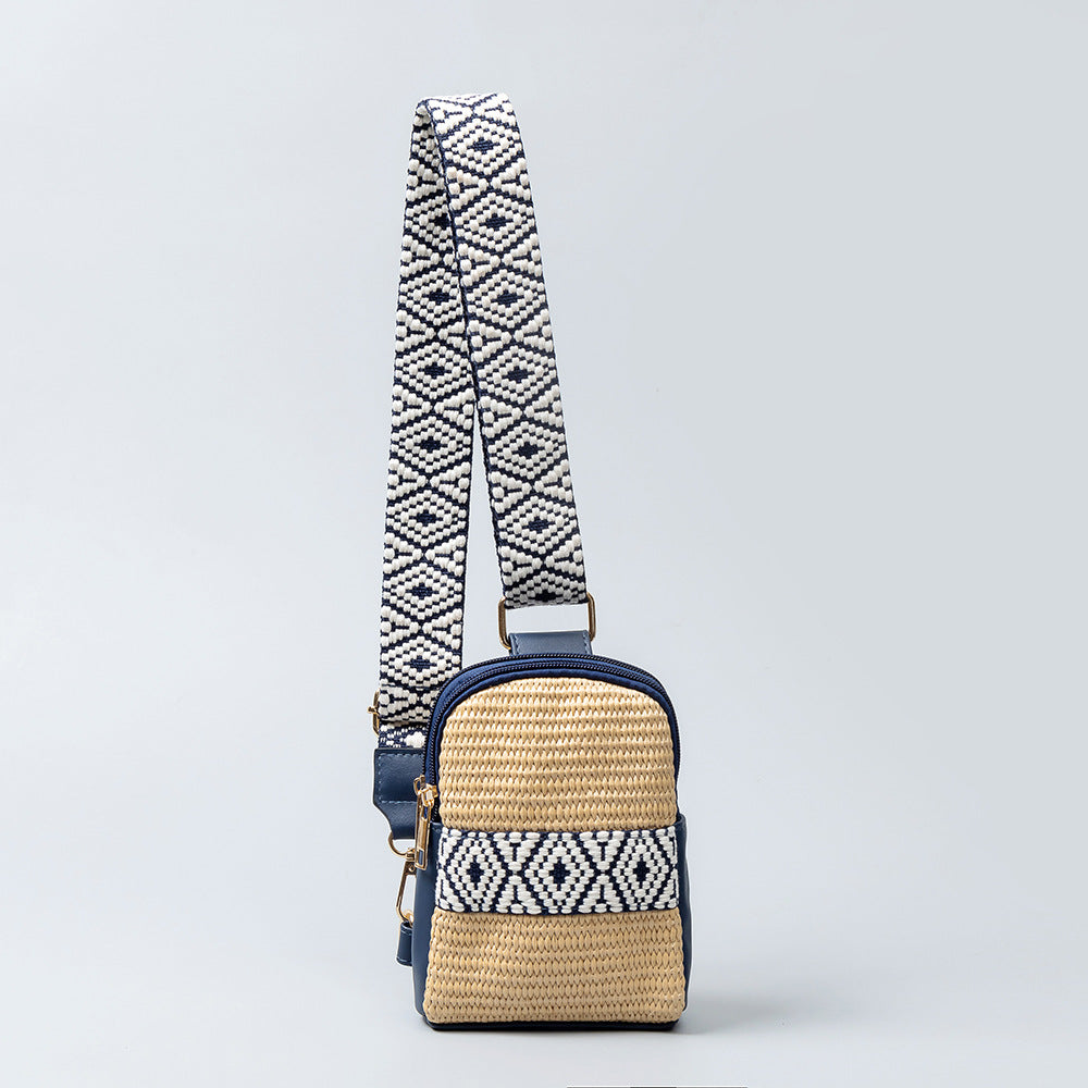Rattan Crossbody Phone Bag Women Vacation N6C309