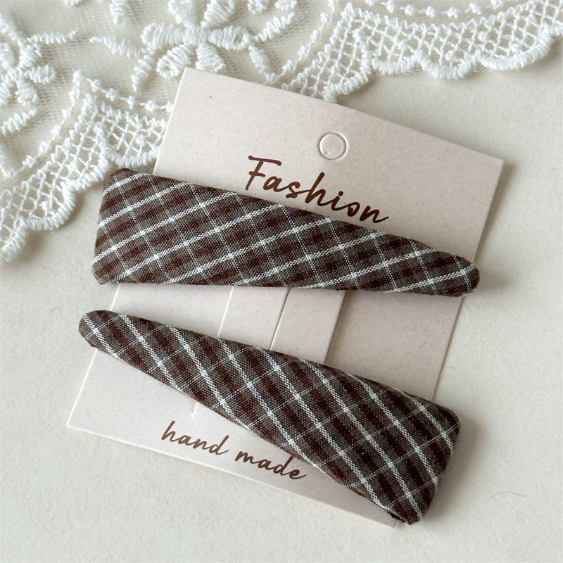 Plaid Fabric Triangle Hair Clips Women S5P759