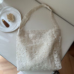 Load image into Gallery viewer, Lace Embroidered Cotton Shoulder Bag Canvas Lining S5P337