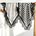 Load image into Gallery viewer, Vintage Lace Trim Satin Square Scarf 70cm Women N6H121