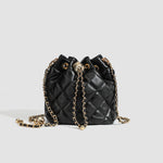 Load image into Gallery viewer, Quilted Chain Strap Bucket Bag Women Black N6C049