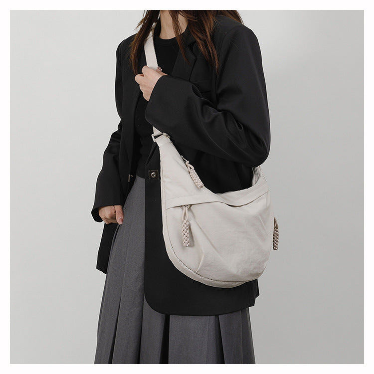 Women's Washed Nylon Dumpling Crossbody Bag N6J208