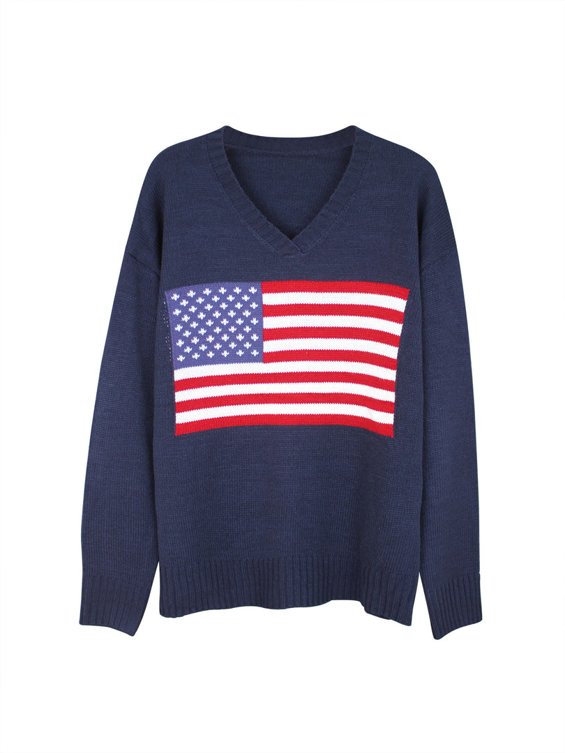 Women's V-Neck Long Sleeve Knit Pullover Casual N6H268