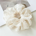 Load image into Gallery viewer, White Lace Trim Continuous Loop Hair Tie S5P420