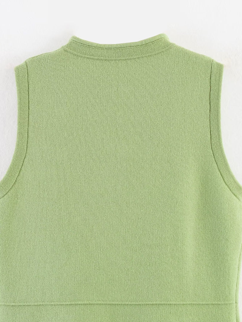 Sleeveless Knot Front Fitted Knit Tank Top Women N6F004