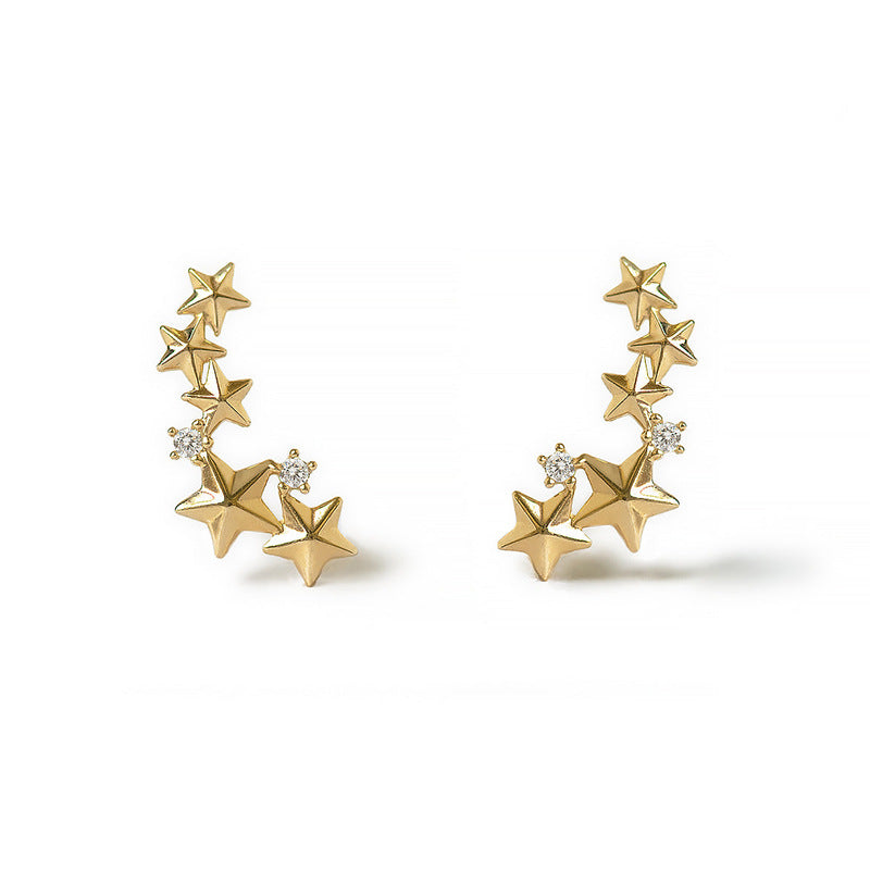 Star Prong-Set Studs S925 Rhodium-Plated Sparkling S5P138
