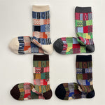 Load image into Gallery viewer, Color Block Plaid Socks Women Mid Calf Retro Check M5A016