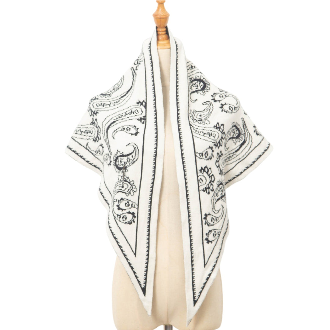 Paisley Cotton Feel Knit Triangle Scarf Shawl N6K244
