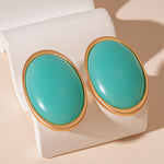 Load image into Gallery viewer, Vintage Resin Oval Geometric Silver Stud Earrings N6H089