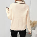 Load image into Gallery viewer, Bow Notch Cardigan Contrast Mid Weight Apricot N5Z475
