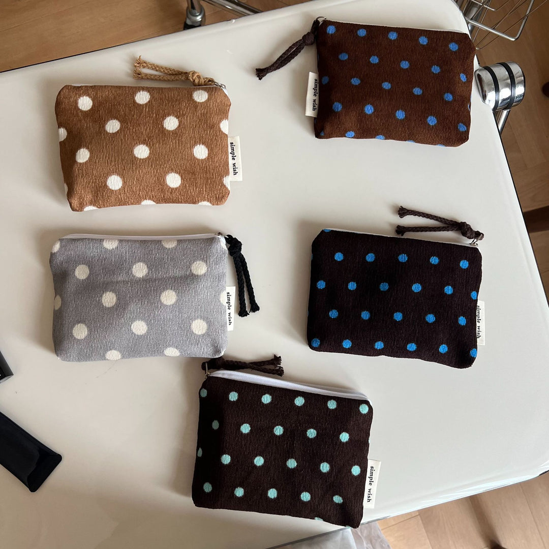 Vintage Polka Dot Corduroy Mini Coin Purse N6K106