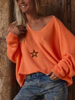 Load image into Gallery viewer, Deep V Crew Sweater Lightweight Tangerine N5Z831
