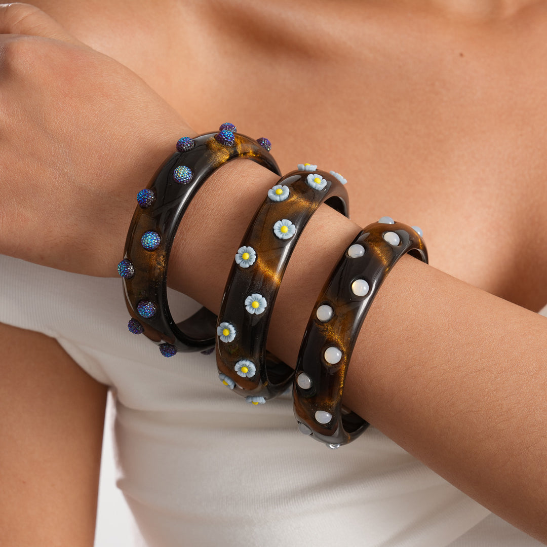 Womens Vintage Marbled Floral Resin Bracelet N6K149