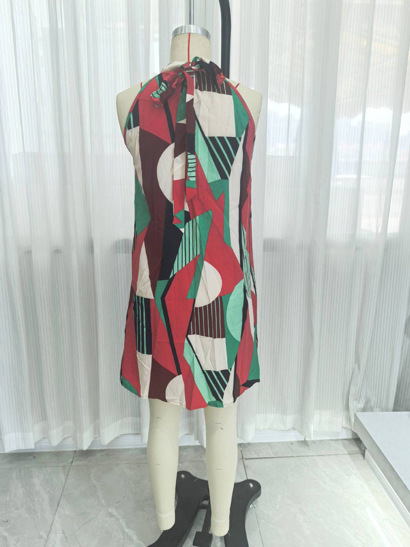 Round Neck Pullover Printed Sleeveless Dress N6F235
