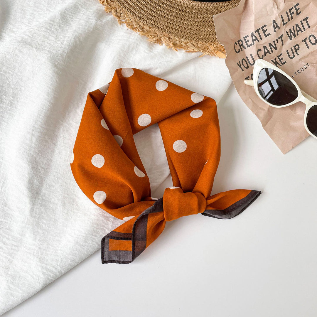 Cotton Polka Dot Square Scarf Women 55cm Fresh N6H119