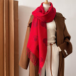Load image into Gallery viewer, Double-Sided Jacquard Heart Flower Scarf Shawl Women N6H245