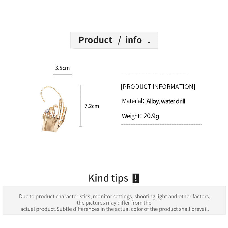 Womens Single Piece Rhinestone Hand Ear Cuff N6K155