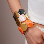 Load image into Gallery viewer, Acrylic Round Segment Elastic Bangle Statement Women N6H081
