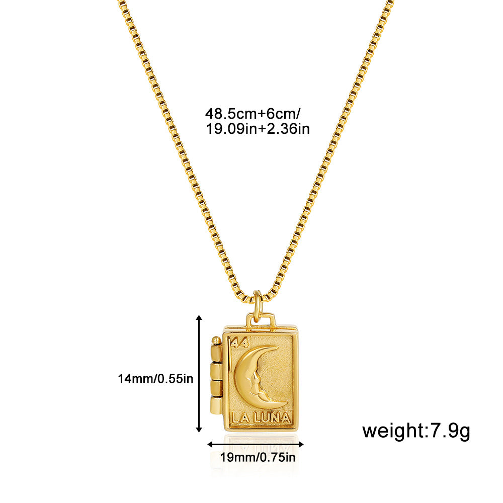 Moon Phase Heart Locket Steel Hinged Photo Frame S5P229