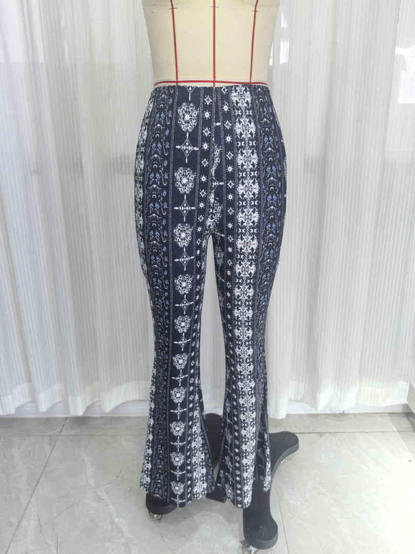 Bohemian High Waist Flared Leggings Pants Women N6F233