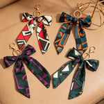 Load image into Gallery viewer, Satin Bow Geometric Pattern Keychain Bag Charm N6G116