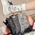 Load image into Gallery viewer, Cat Pattern Combed Cotton Mid Calf Socks M5A058
