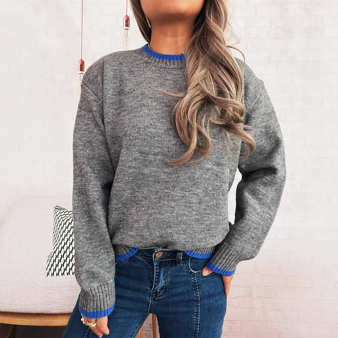 Contrast Trim Round Sweater Mid Weight Options N5A224