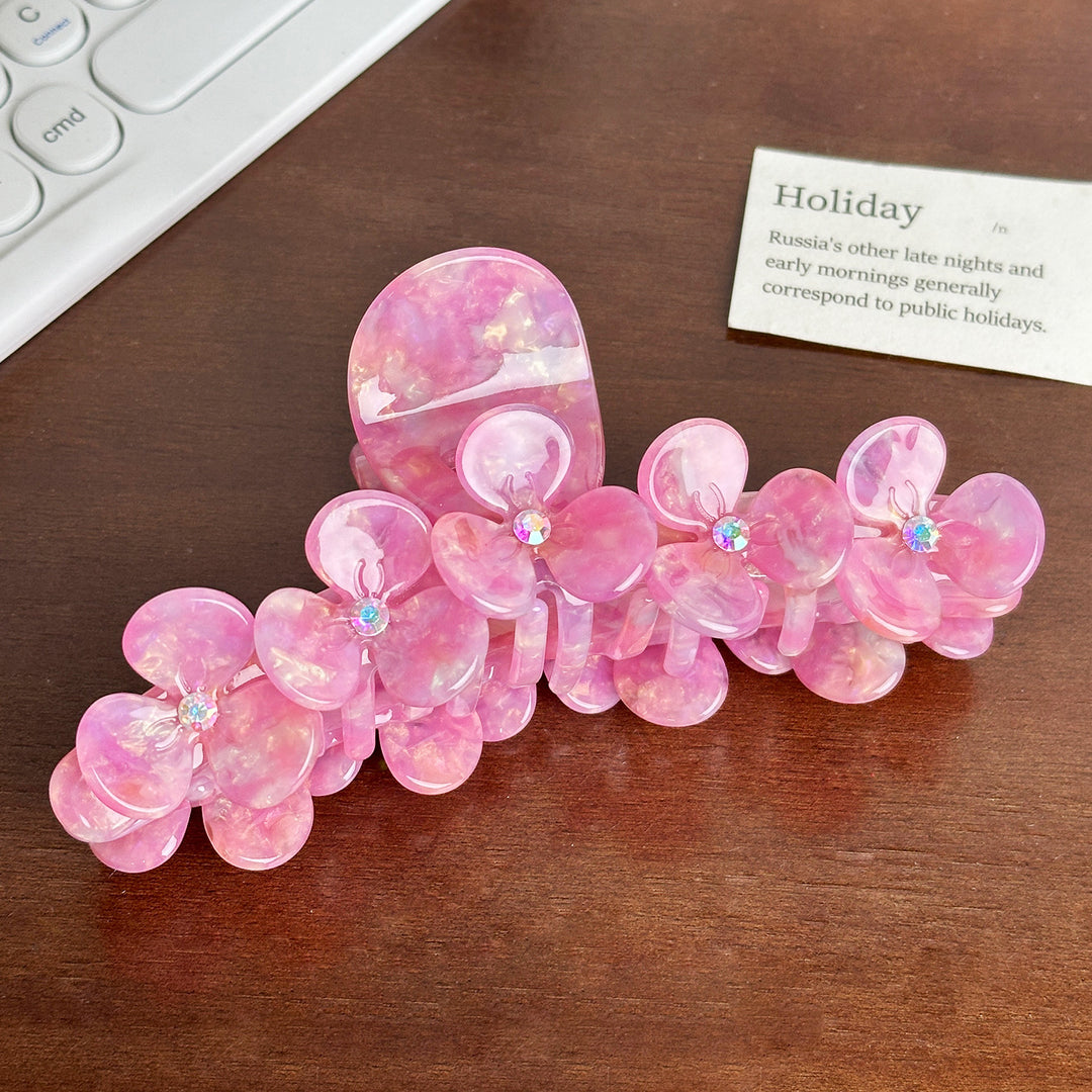 Heavy Rhinestone Flower Acetate Hair Claw Clip N6C349