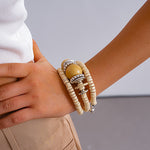 Load image into Gallery viewer, Vintage Wood Multi-Layer Geometric Beaded Bangle N6H071