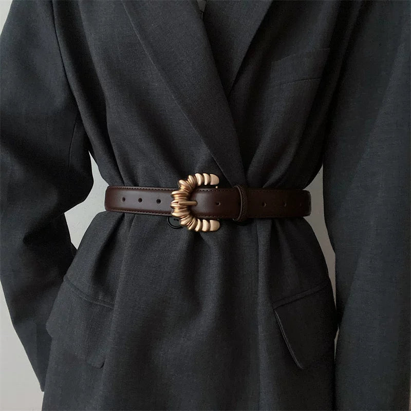 Versatile Genuine Leather Belt Women Decorative N6H336