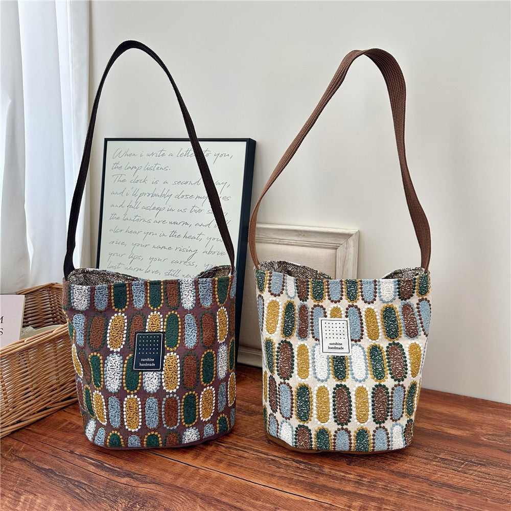 Handmade Embroidered Easter Egg Bucket Bag Shoulder N6F123
