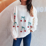Load image into Gallery viewer, 3D Cherry Patch Round Sweater Mid Heavy Options N5A235
