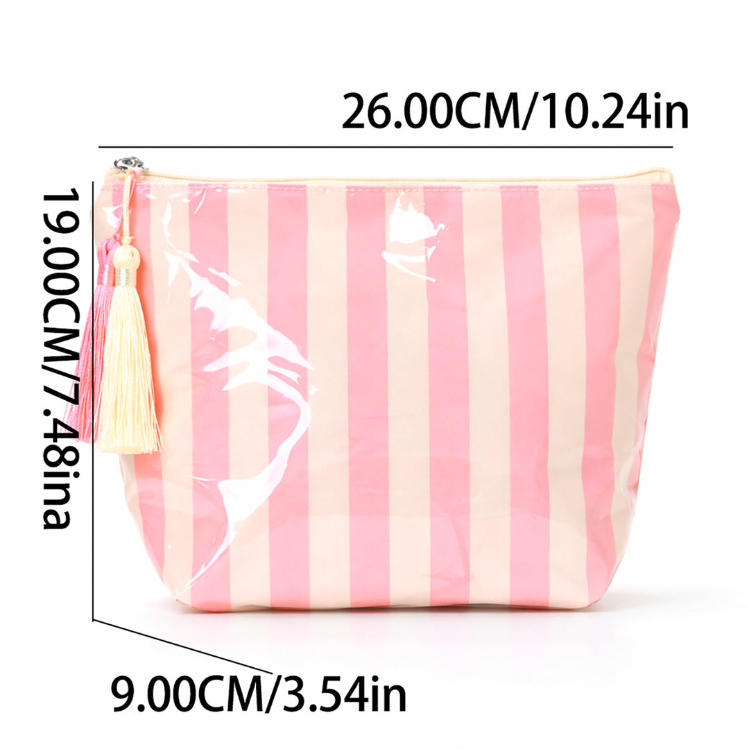 Unisex Waterproof Striped PVC Cosmetic Bag N6J239