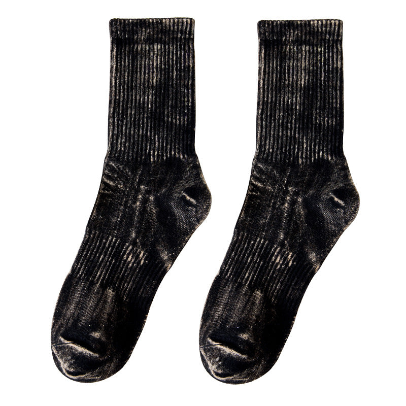 Breathable Mid Calf Cotton Socks Vintage Wash  M5A078