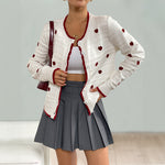 Load image into Gallery viewer, Heart Jacquard Cardigan Contrast Tie Waist Mid Weight N5Z478