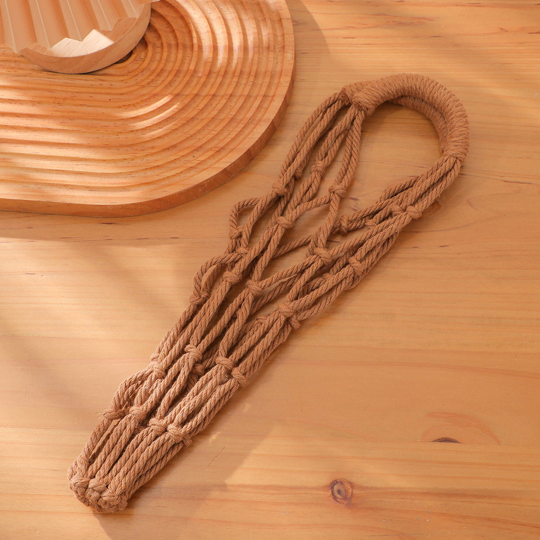 Handwoven Water Bottle Mesh Bag Cotton Linen N6G085