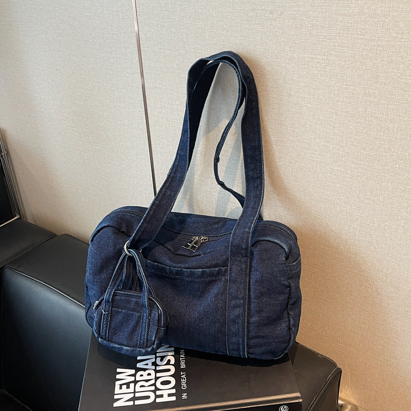 Classic Denim Tote Bag High-Capacity Shoulder Carry S5P291