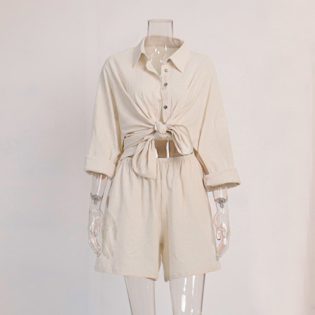 Cotton Shirt Short Set Lightweight Options N5Z855