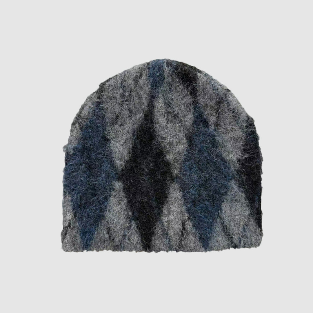 Diamond Pattern Alpaca Wool Blend Knit Beanie Unisex N6H209