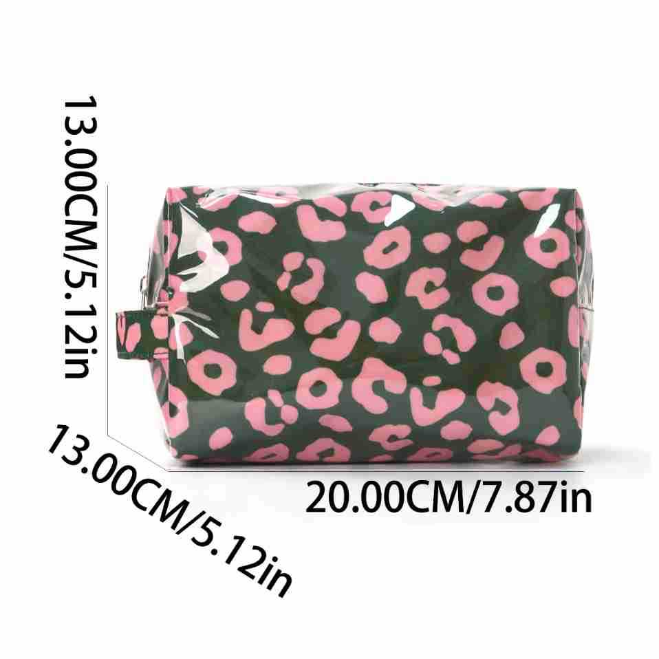 Unisex Waterproof Leopard Print PVC Cosmetic Bag N6J250