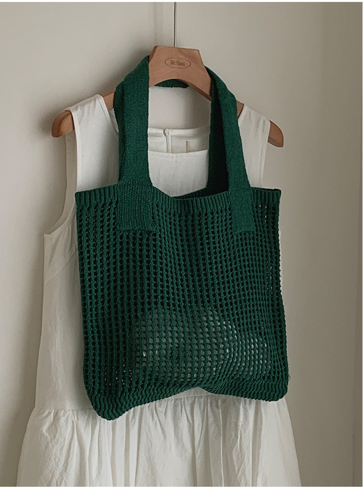 Mesh Crochet Tote Bag Vintage Women N6C060