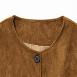 Load image into Gallery viewer, Round Neck A Line Jacket Women Brown N5A399
